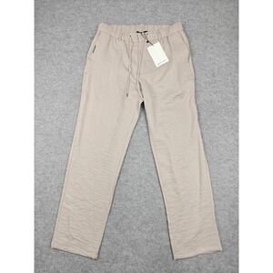 Mauvais Pants Mens 34 Beige Linen Look Drawstring Elastic Waist Chino Casual